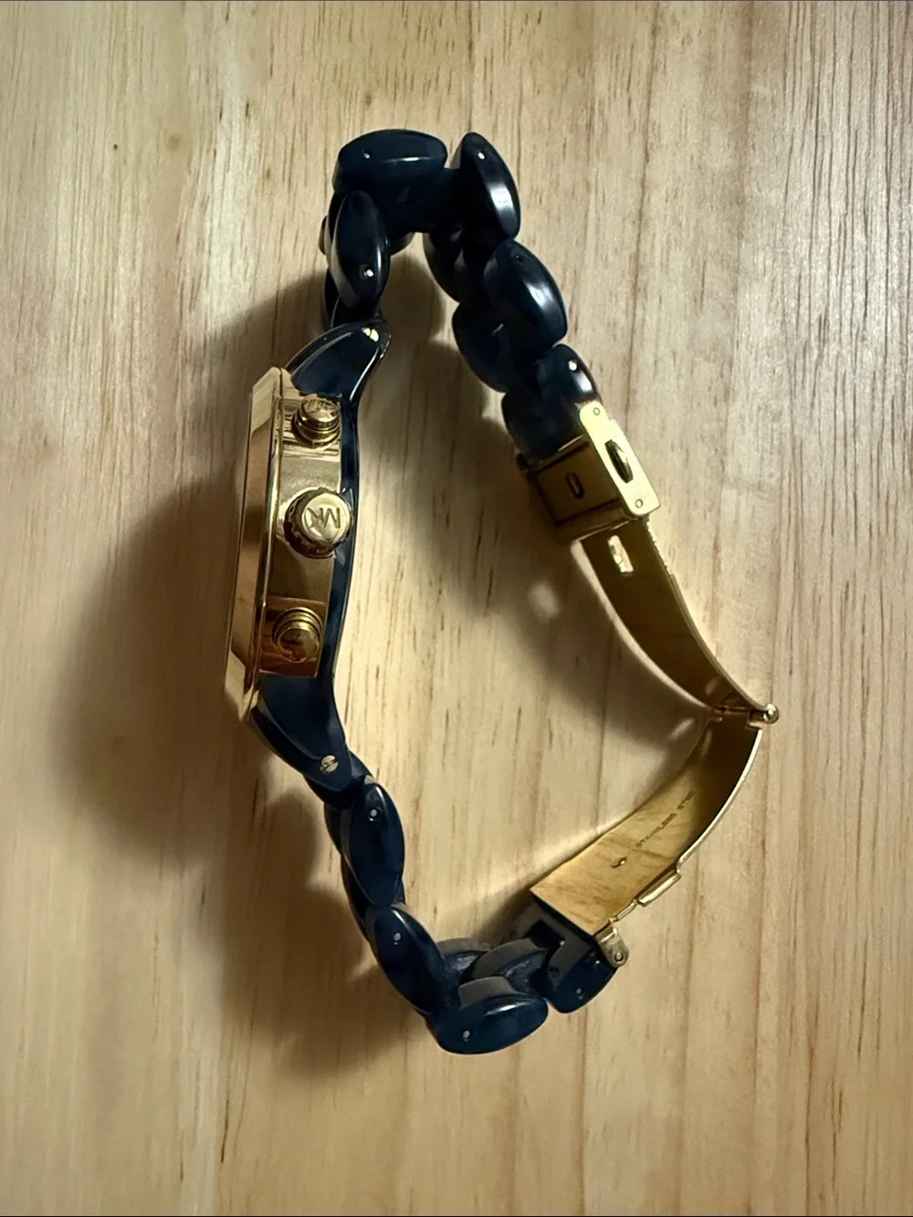 Michael Kors Dark Blue and Gold Chronograph Link Watch